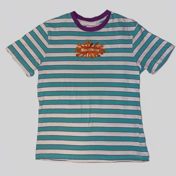 Nickelodeon Other - Nickelodeon | Embroidered Striped Logo‎ Short Sleeve T-Shirt Slime Logo